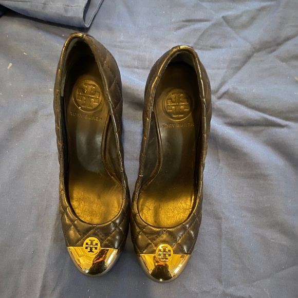 Tory Burch navy blue wedges size 37 - Picture 1 of 6